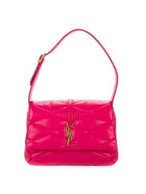 Saint Laurent Loulou Medium Puffer Flap Bag Fuchsia Chevron Matelasse Leather